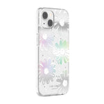 Kate Spade New York Protective Hardshell Case For iPhone 13 - Daisy Iridescent Foil/White/Clear/Gems